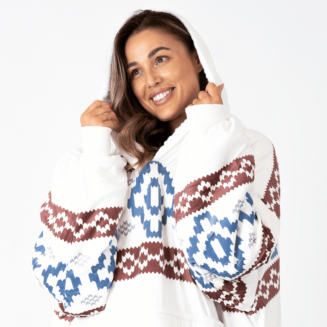 Hoodie Deken - Aztec White