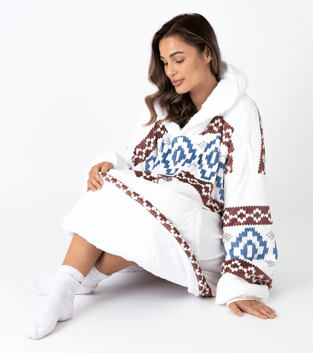 Hoodie Deken - Aztec White