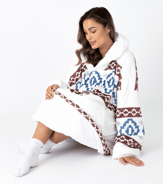 Hoodie Deken - Aztec White
